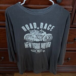 Gray Road Race Graphic Women's Top